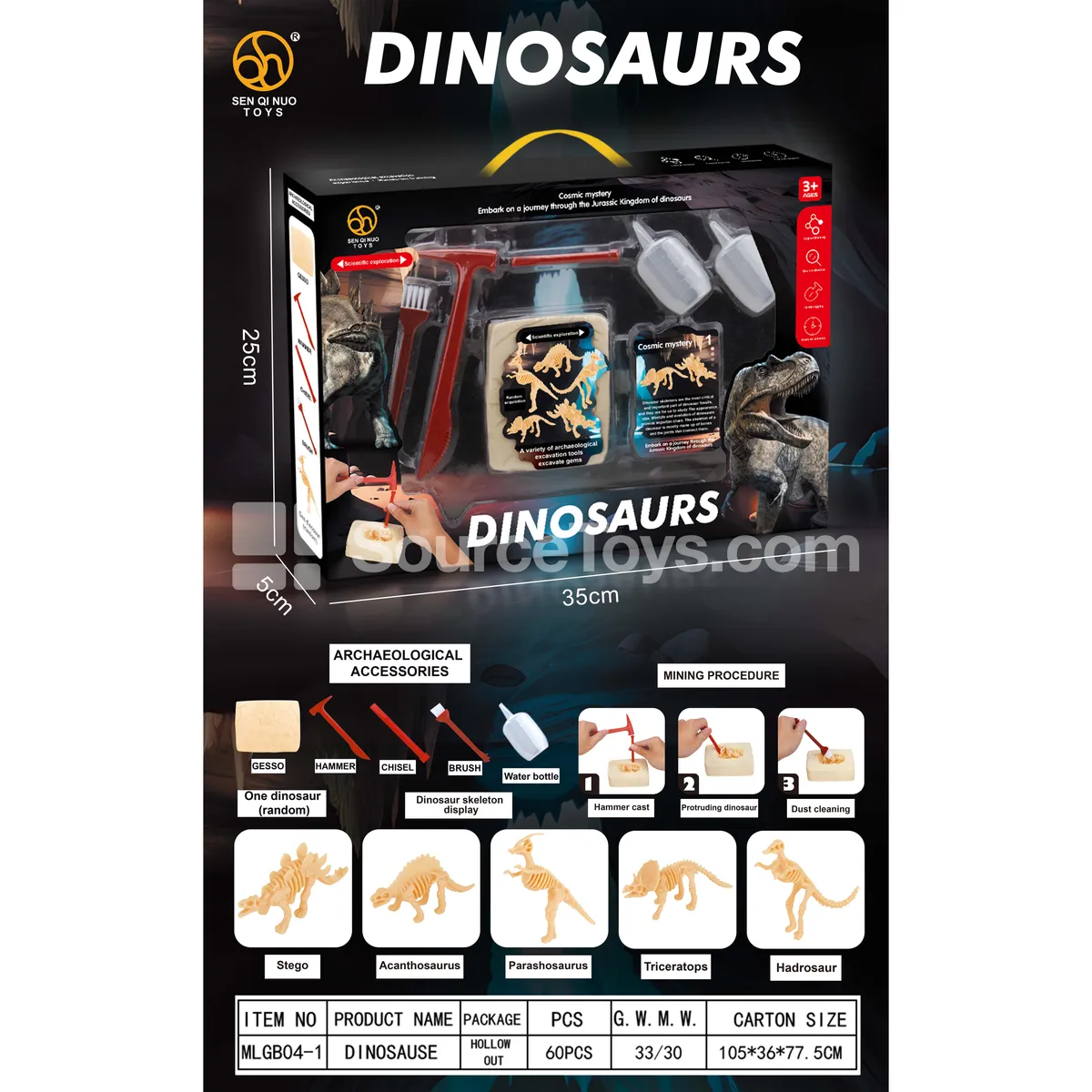 Window Box Dinosaur Fossil Dig Kit Window Box Dinosaur Fossil Dig Kit