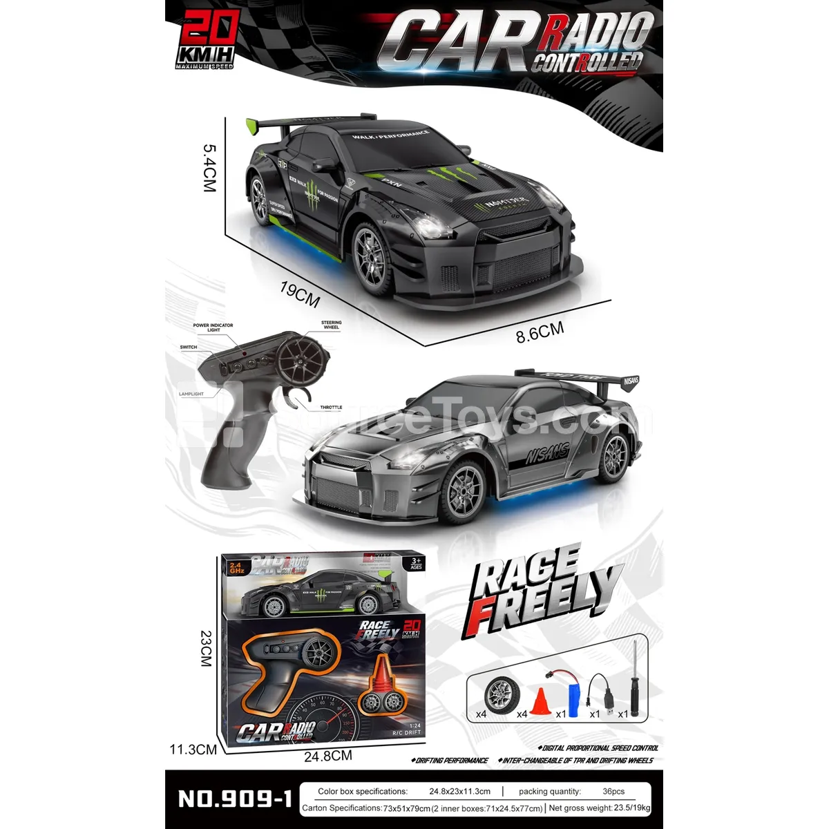 2.4G UV Plated Remote Control Drift Stunt Car