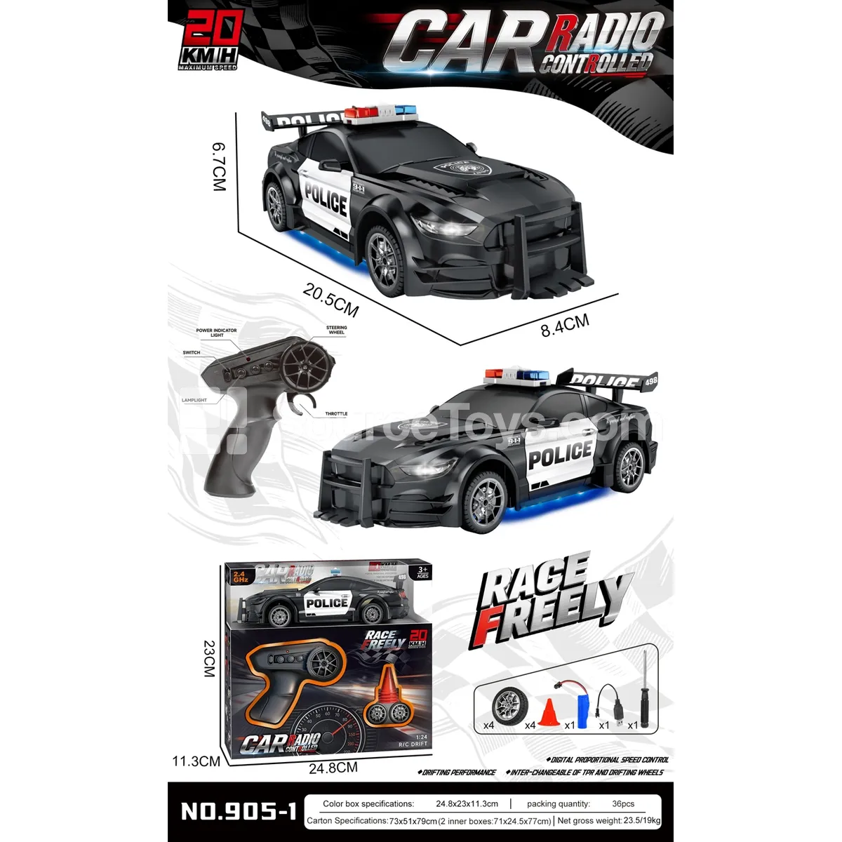 2.4GHz UV Coated Drift Stunt Remote Control Car