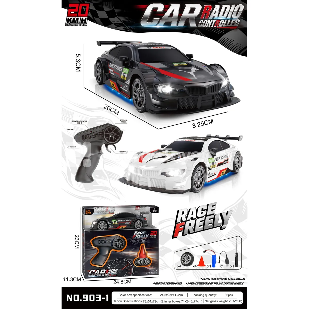 2.4G UV Coated Remote Control Drift Stunt Car