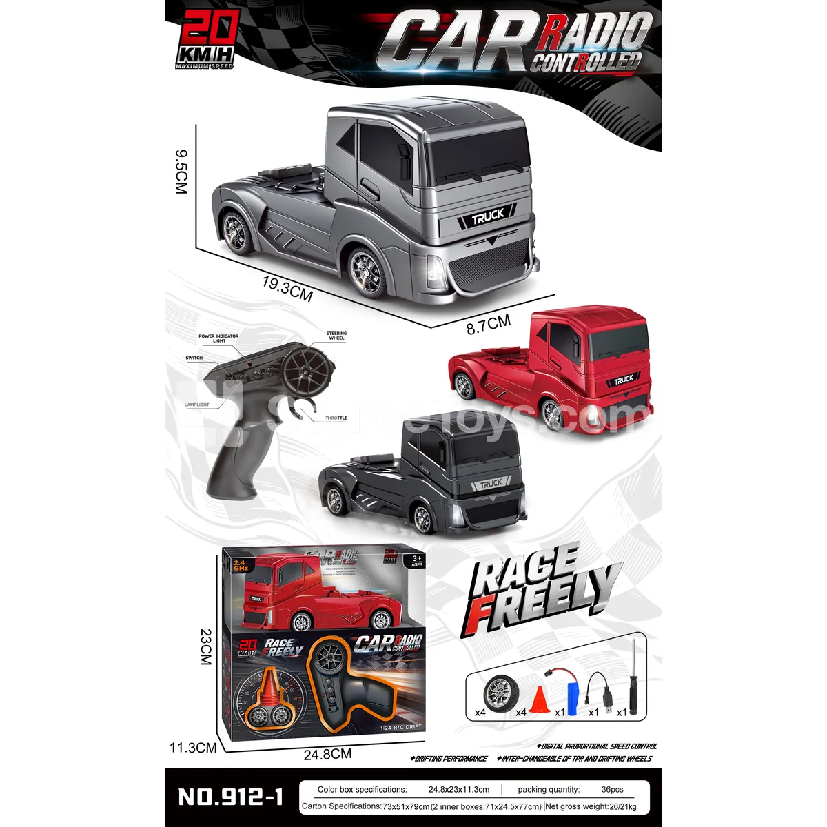 1:24 Scale 2.4GHz UV Plated Drift RC Car