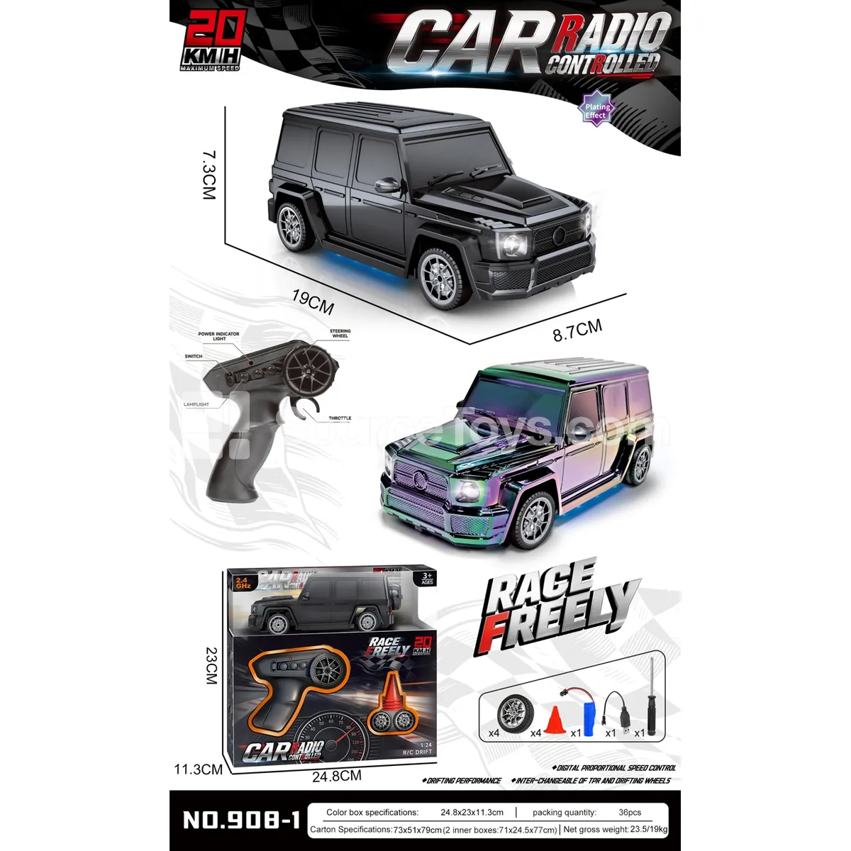 2.4G UV-Plated Remote Control Drift Stunt Car