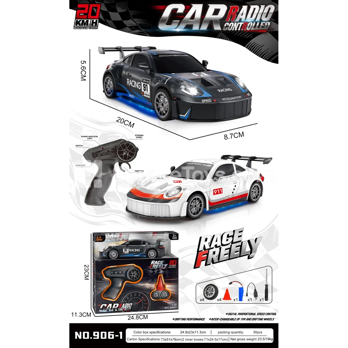 High-Speed 2.4G UV-Plated Remote Control Drift Stunt Car