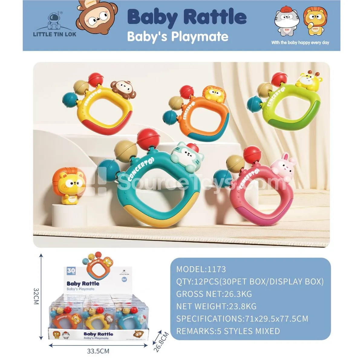 Animal Bracelet Bell Display Box 30PCS Assorted 5 Styles