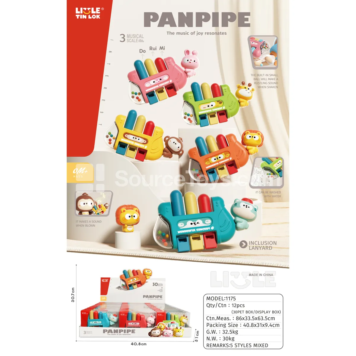 Animal Piano Display Box, 30 PCS, 5 Styles Assorted