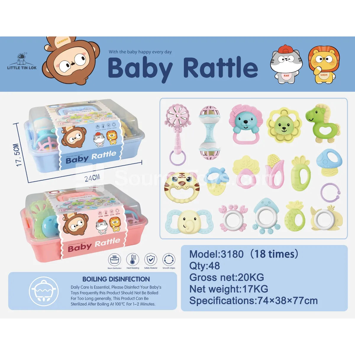 Cute Boilable Rattle Storage Box