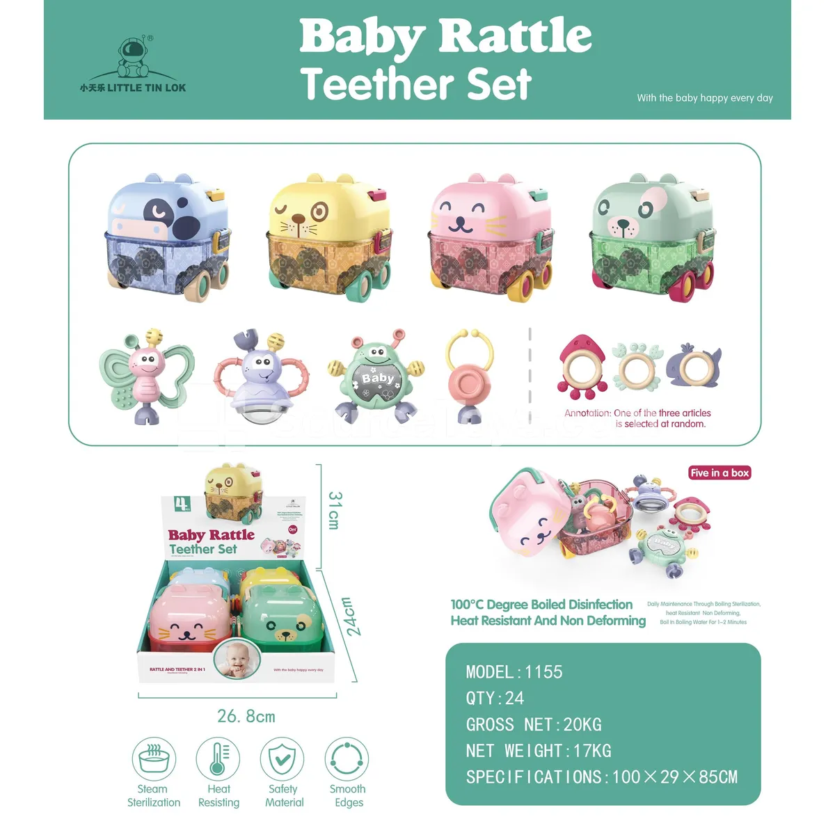Rattle Animal Carry Case Set