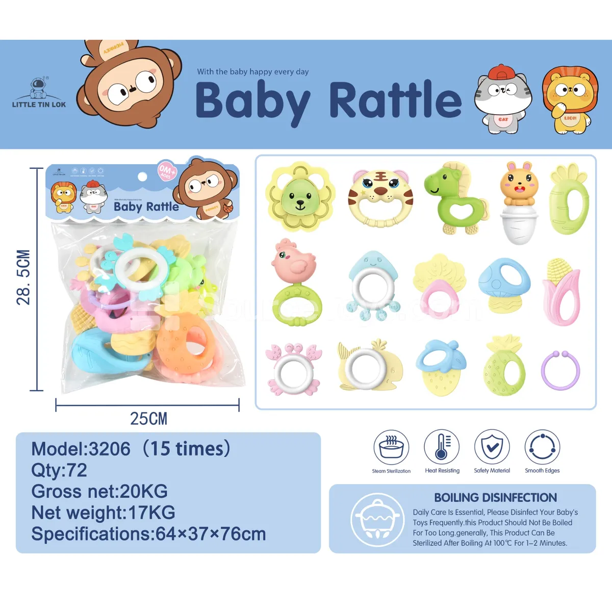 15-Piece Boilable Rattle Set