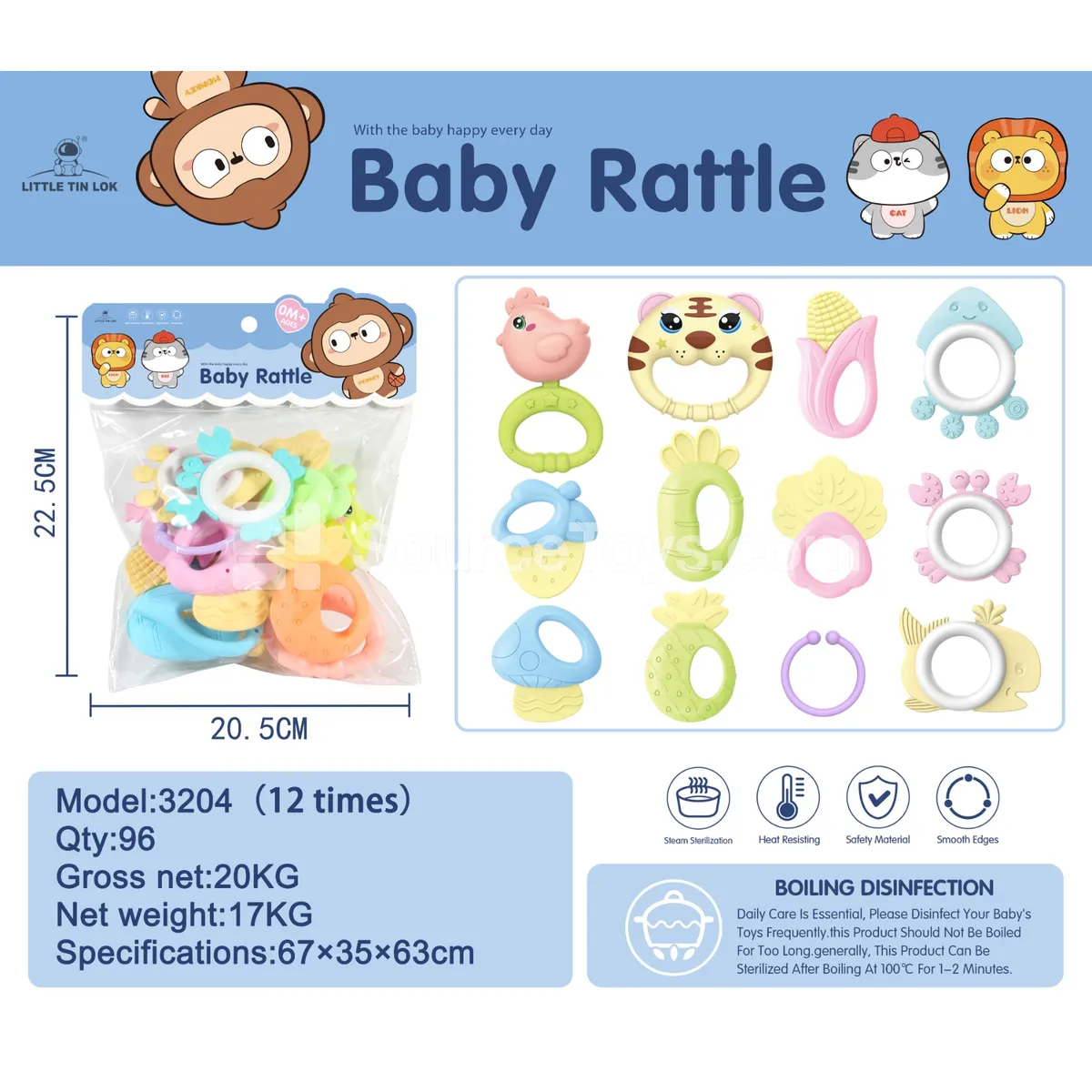 12-Piece Boilable Rattle Set