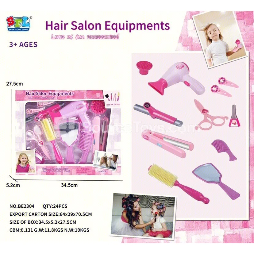 Pretend-Play Vanity Hair Styling Set with Toy Hair Dryer & Accessories Pretend-Play Vanity Hair Styling Set with Toy Hair Dryer & Accessories