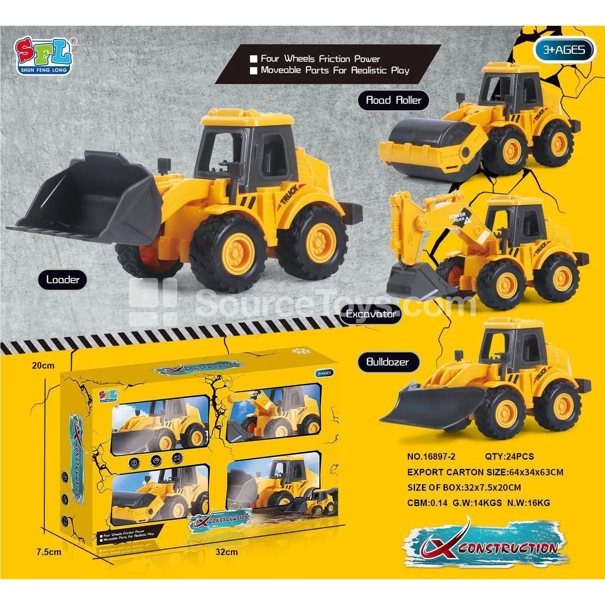 Inertia 4WD Construction Vehicles (Excavator, Bulldozer, Road Roller)