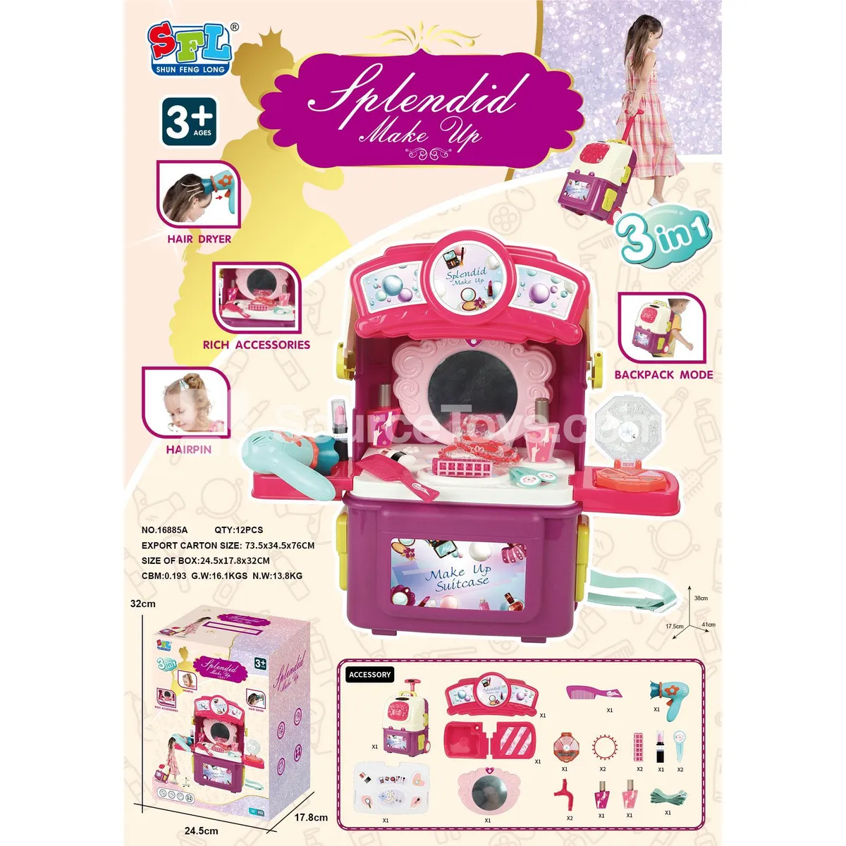 Pretend-Play Vanity Trolley Case
