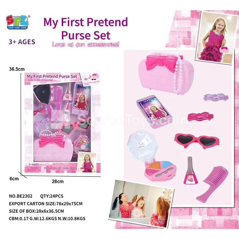 Pretend-Play Handbag Beauty Set with Toy Phone and Accessories