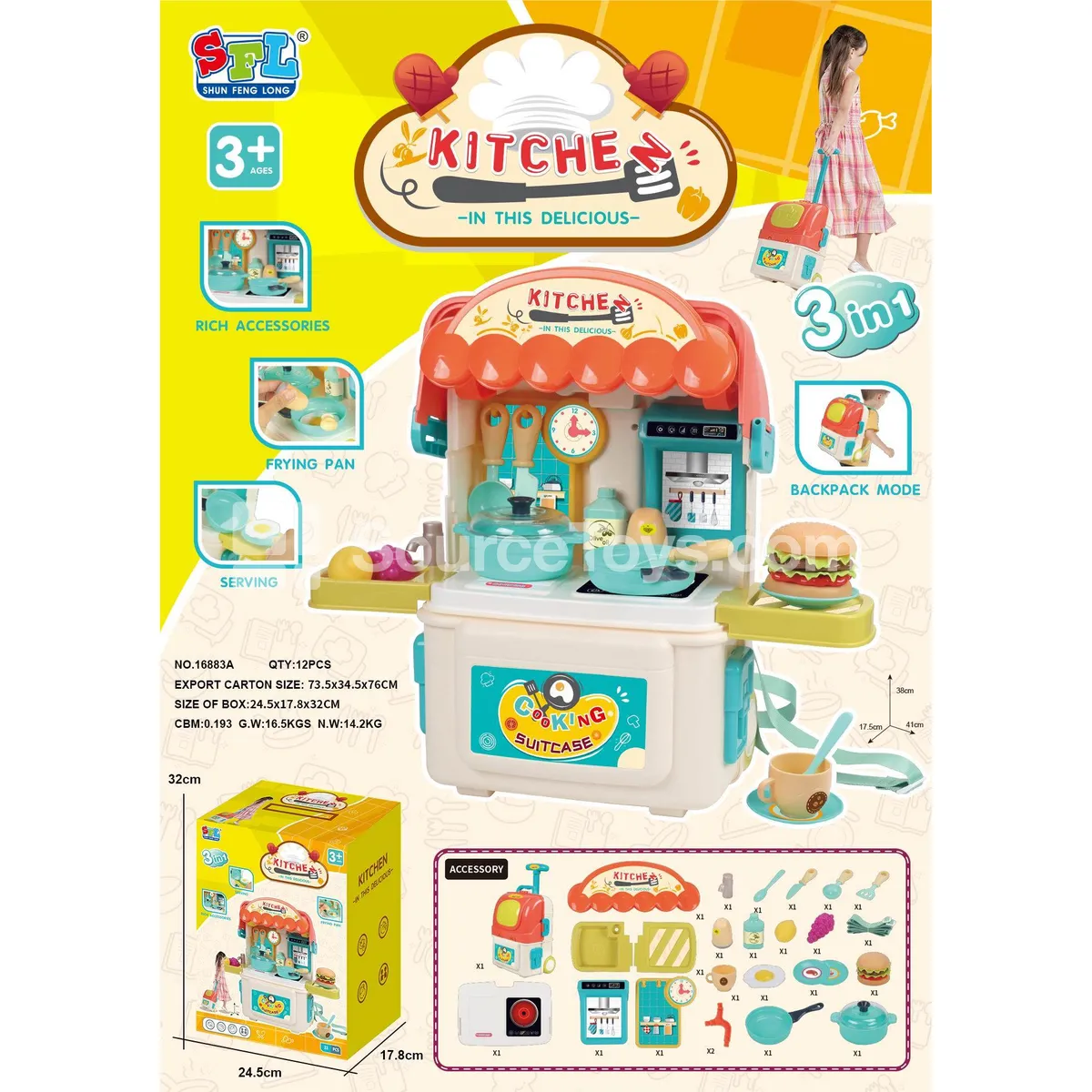 Pretend Play Kitchen Trolley Case