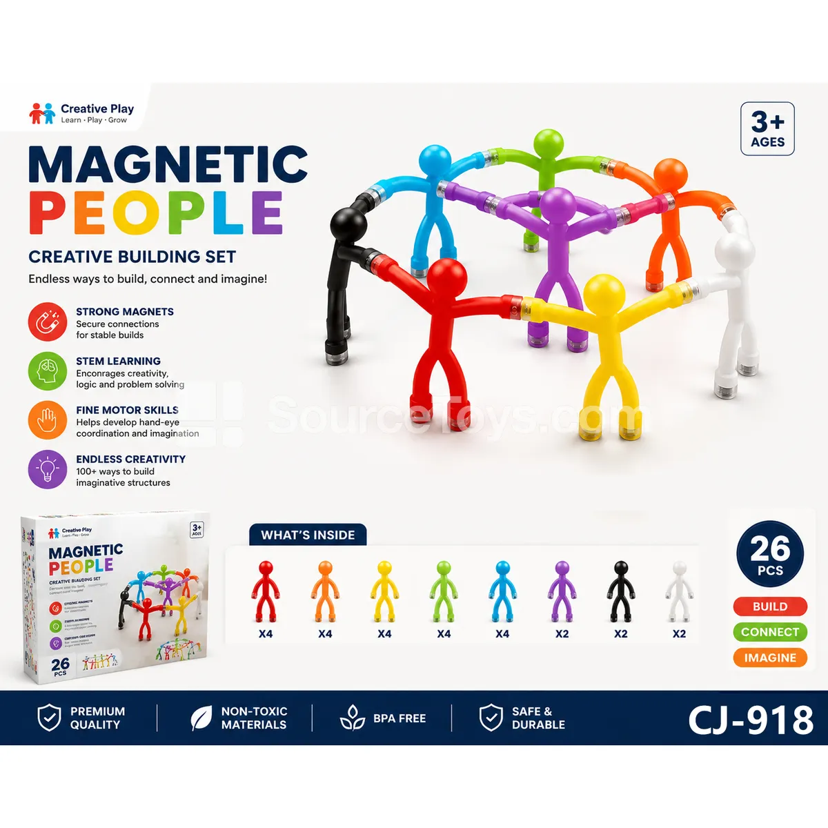 Magnetic Strip Stick Figure 26 PCS