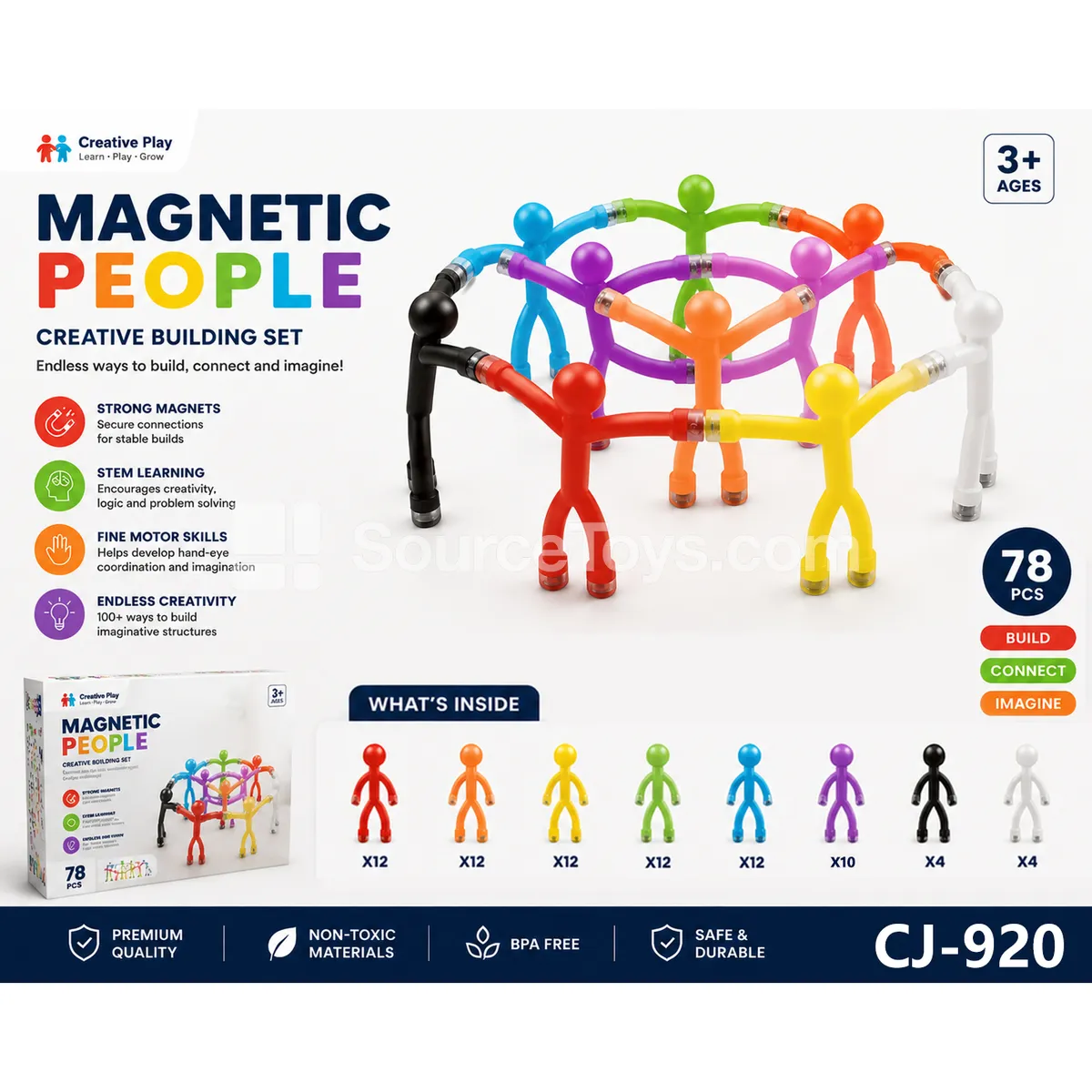 Magnetic Strip Stickman Figure, 79 PCS