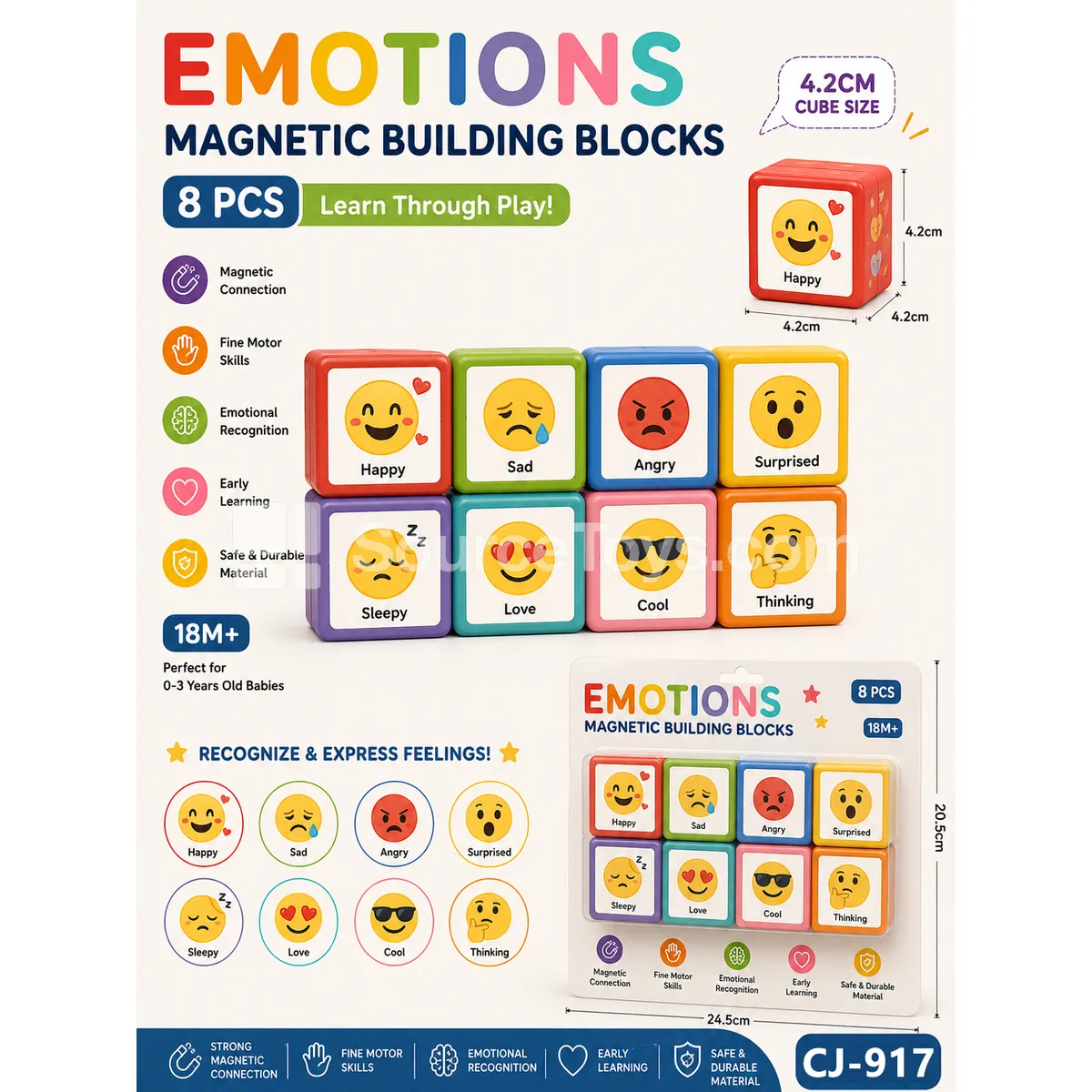 Emotions Series - 4.2cm Magnetic Cubes