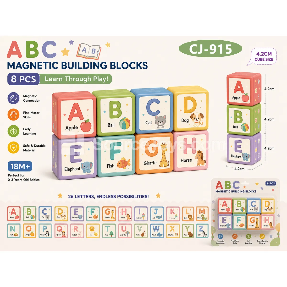 Alphabet Magnetic Cubes – 4.2cm