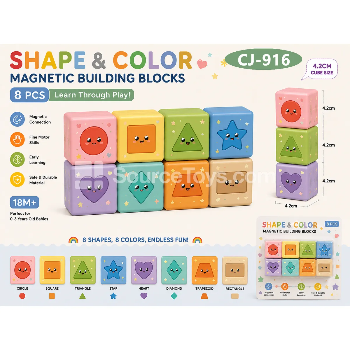 4.2cm Magnetic Shape Learning Cubes