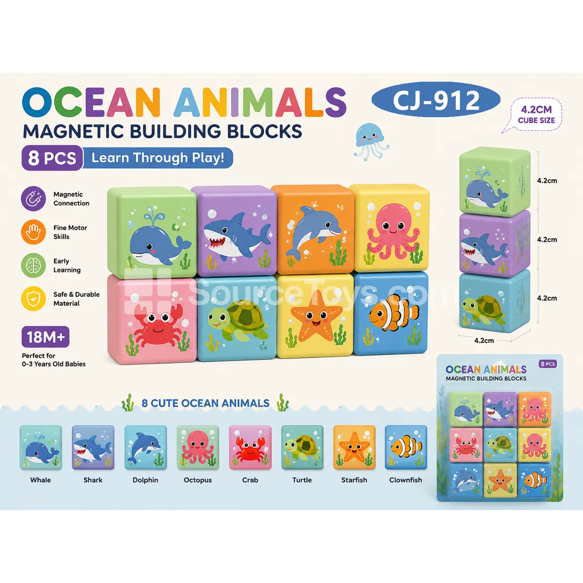 Ocean Series 4.2cm Magnetic Cube