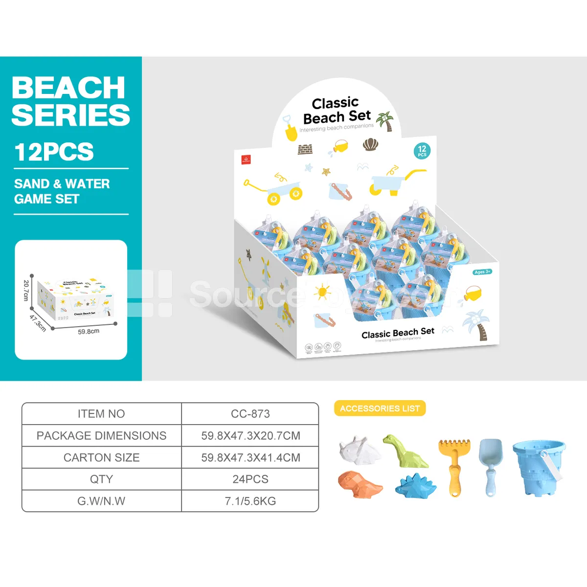 8-Piece Dinosaur Sand Molding Set with Castle Bucket