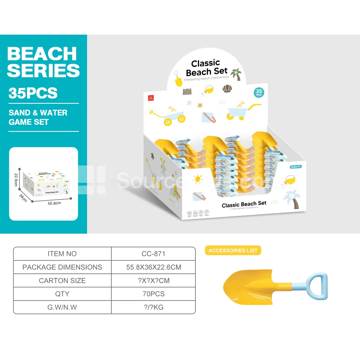 35-Piece Color Box Display - Beach Sand Shovels and Digging Tools