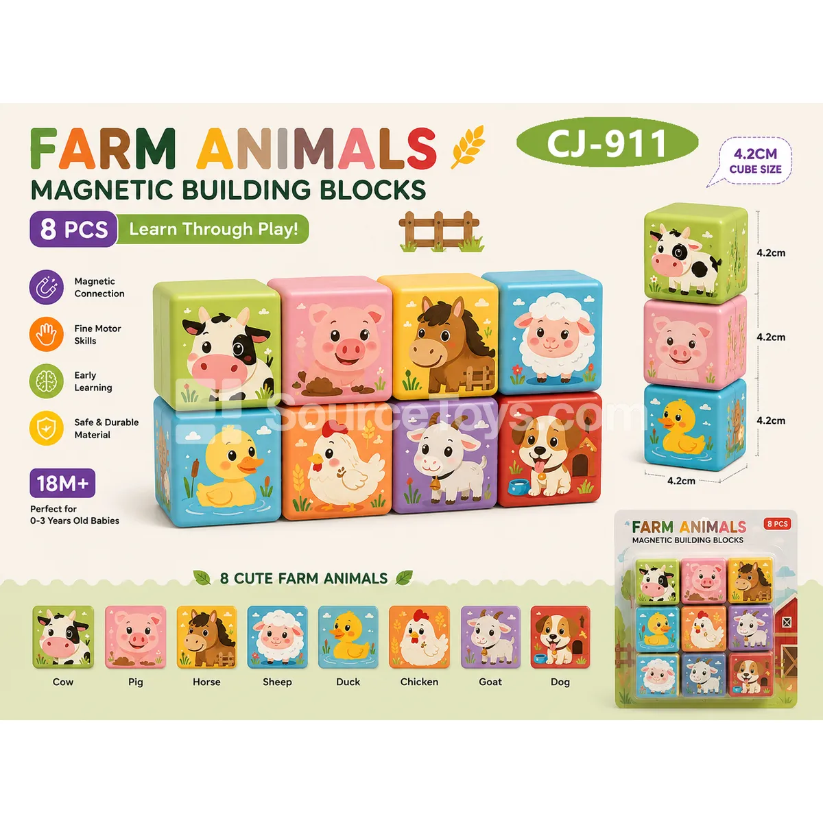 Farm Series 4.2cm Magnetic Cubes