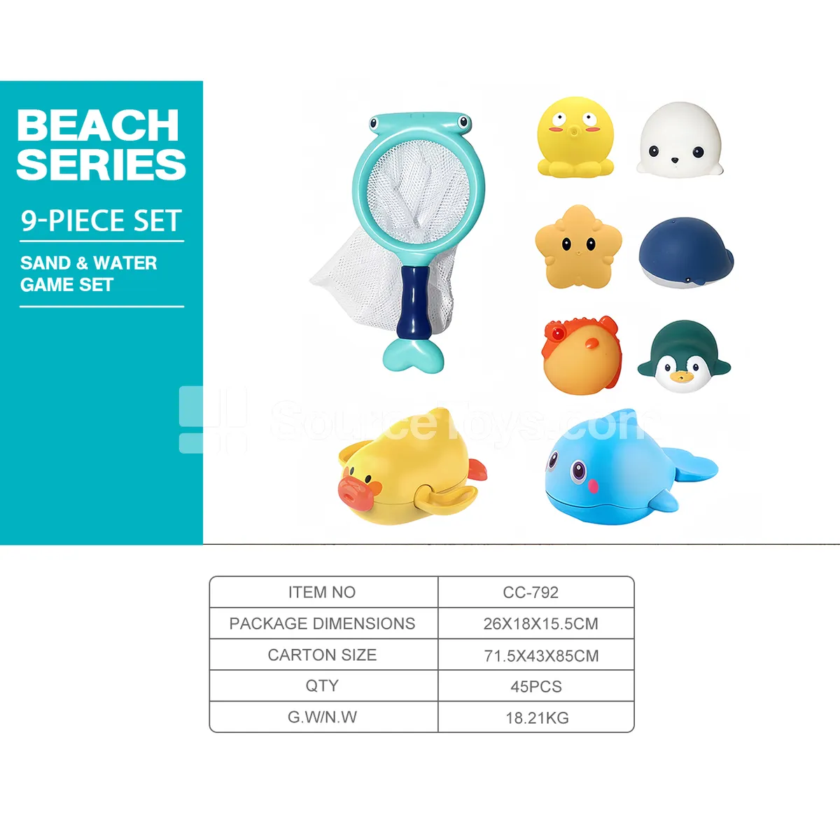 9-Piece Water Play Set with Wind-Up Toy and Vinyl Animals 9-Piece Water Play Set with Wind-Up Toy and Vinyl Animals