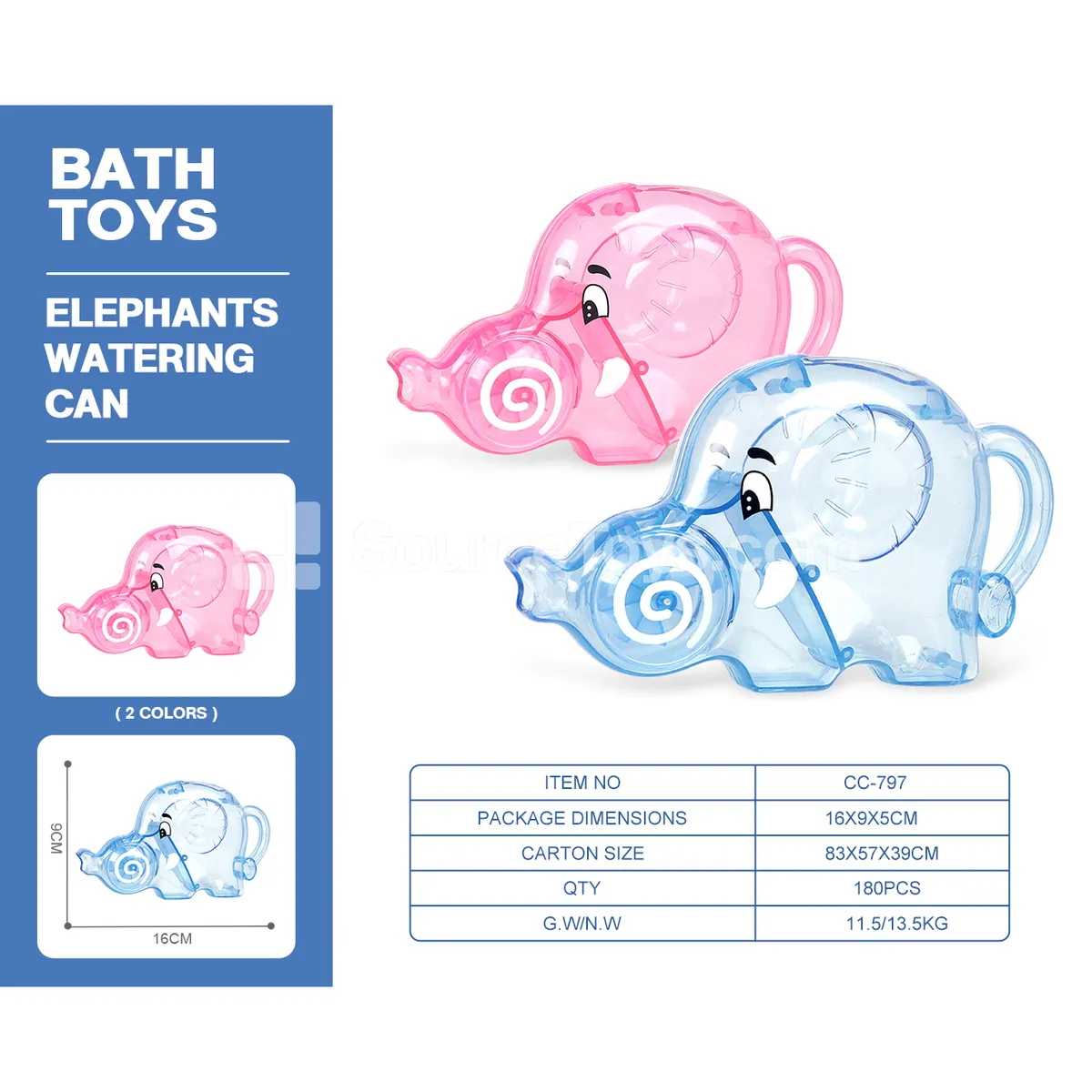 Transparent Elephant Watering Can, 2 Colors Assorted Transparent Elephant Watering Can, 2 Colors Assorted