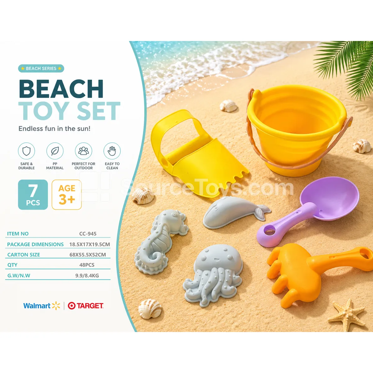 Soft Bucket Beach Toy Set 7 pcs