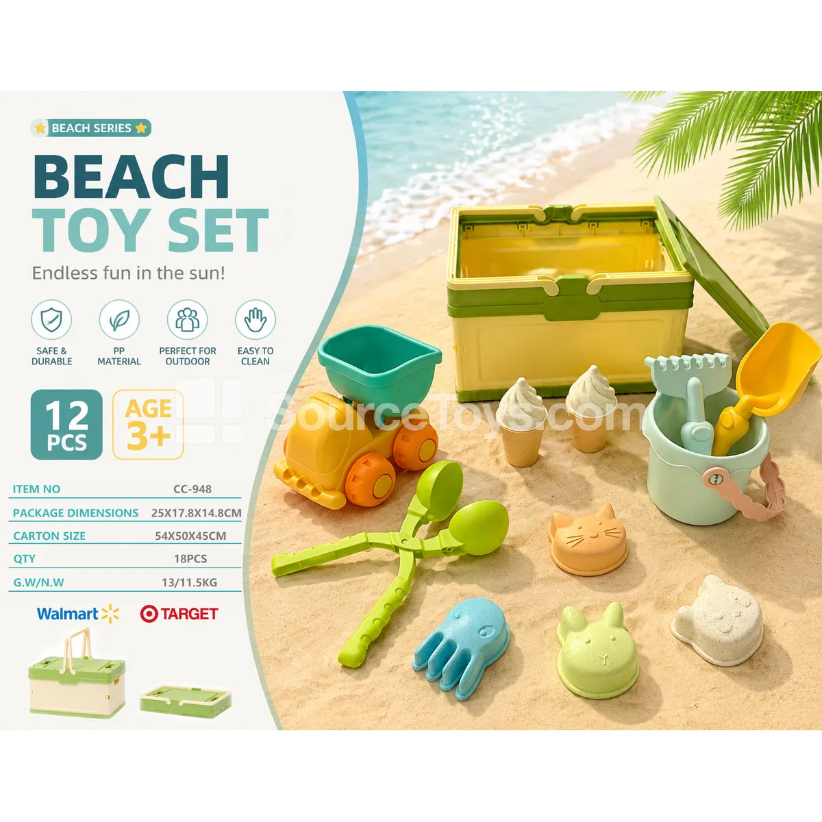 Collapsible Storage Box Beach Toy 12 pcs