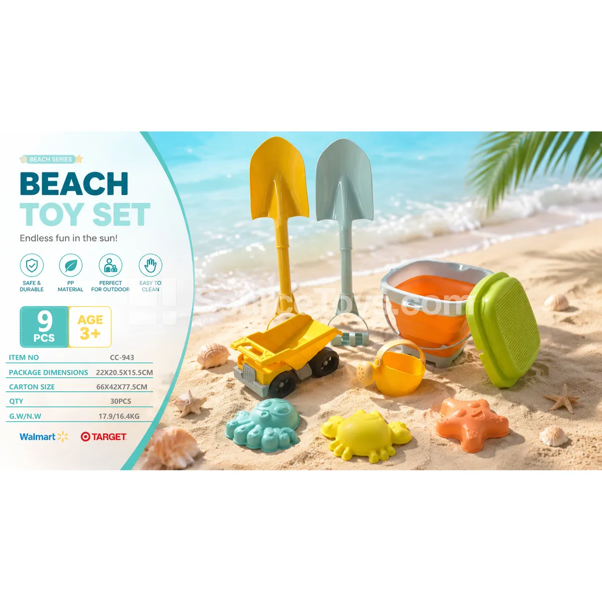 Foldable Bucket and Sand Funnel 9-Piece Set