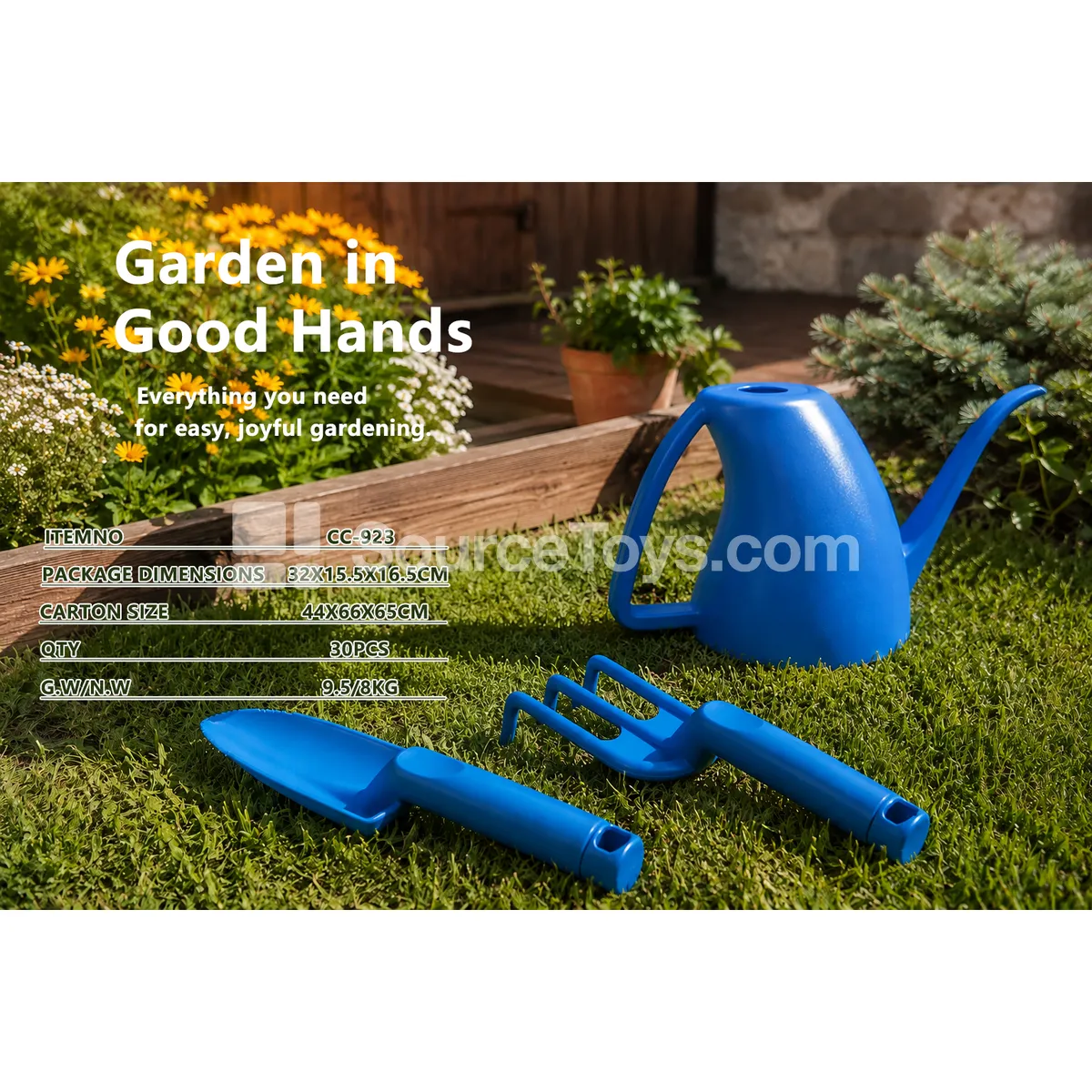 Watering Can, Shovel and Rake 3-Piece Set