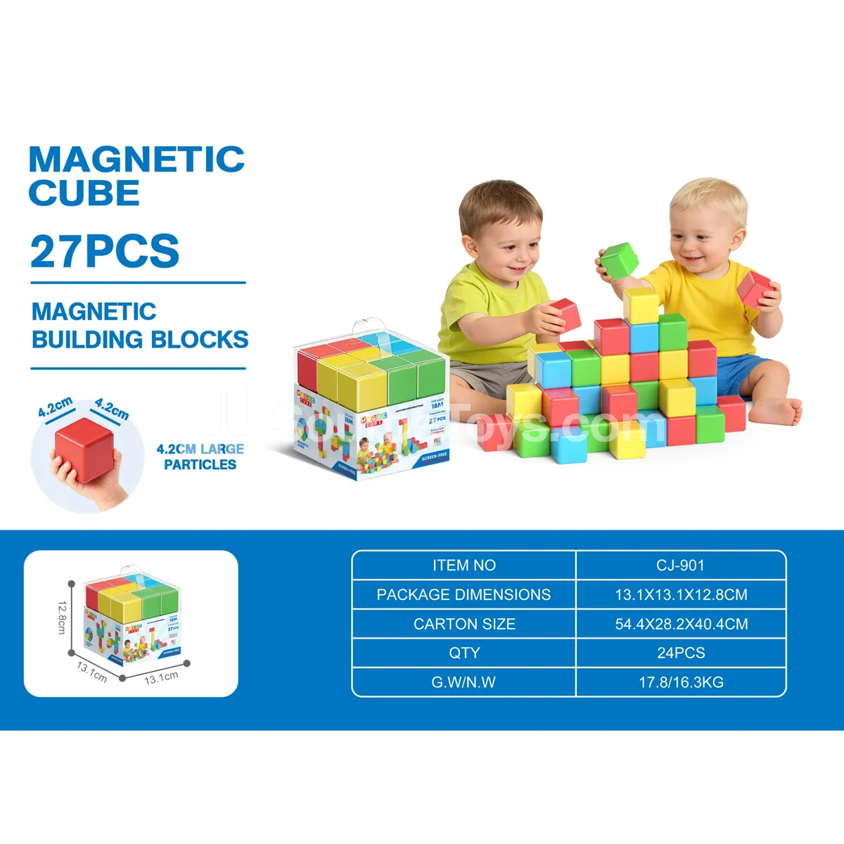 4.2cm Large Magnetic Blocks 27pcs Sealed Box