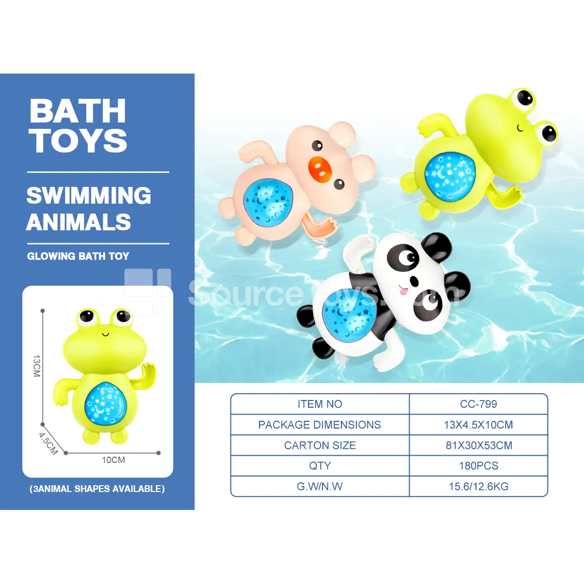 Light-Up Wind-Up Animal Bath Toys (3 Styles)