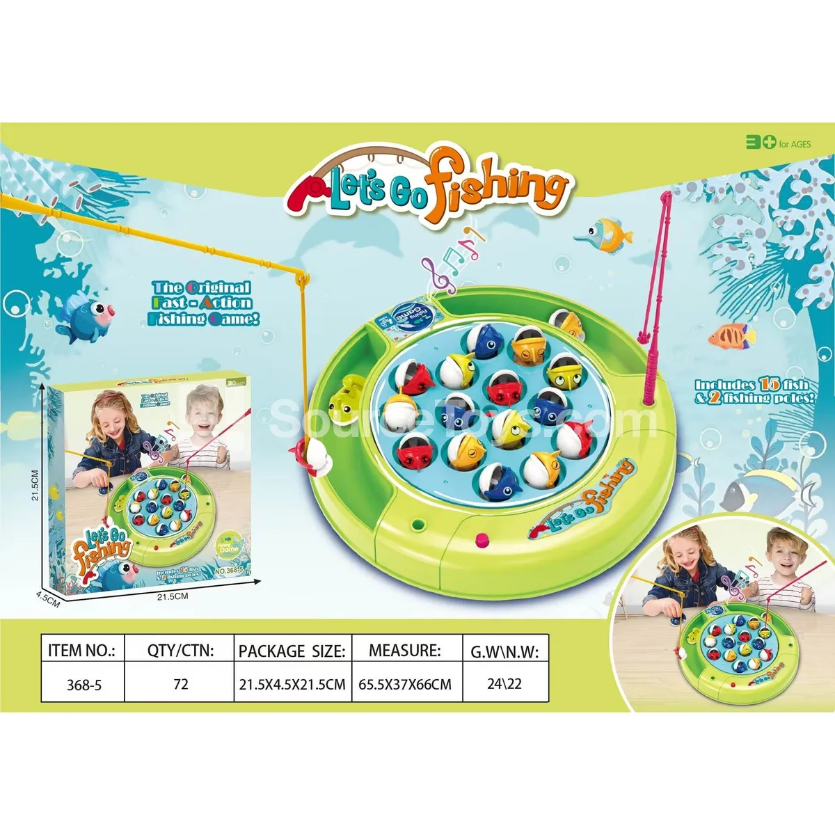 Electric Fishing Game with Music, No Light, Battery Not Included (2x AA)