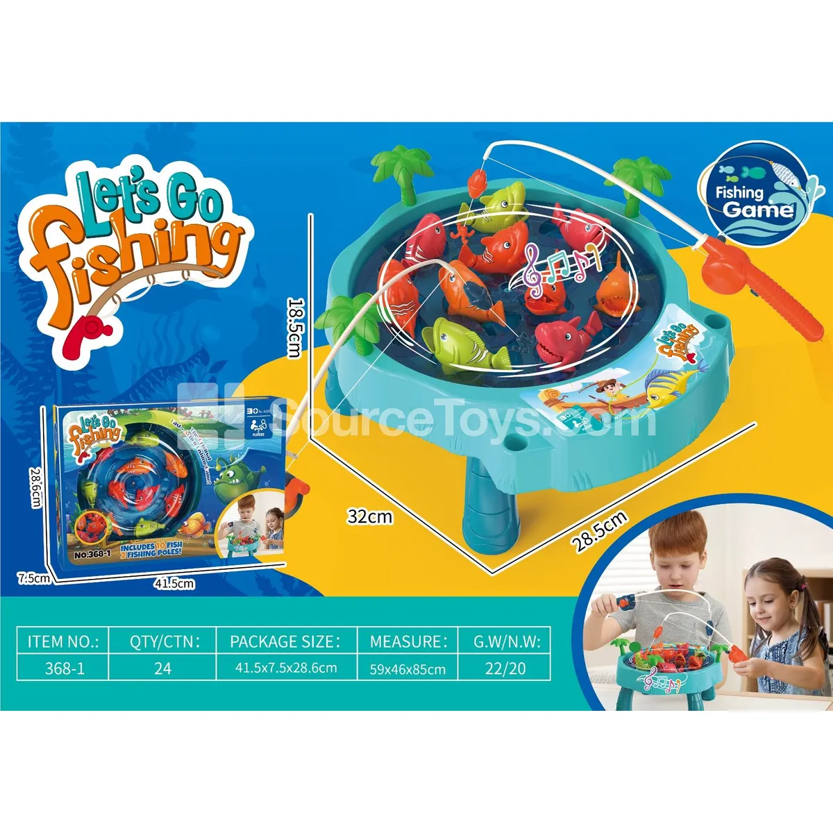 Electric Fishing Game with Music, No Light, Battery Not Included (3 AA)