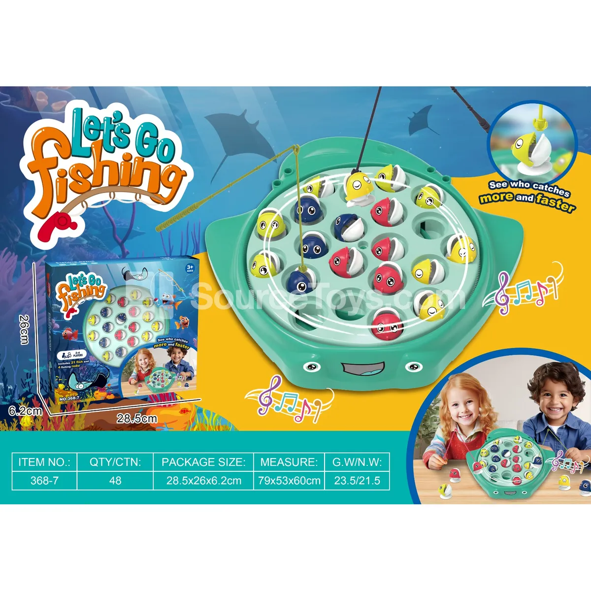 Electric Fishing Game with Music, No Lights, Battery Not Included (2xAA)