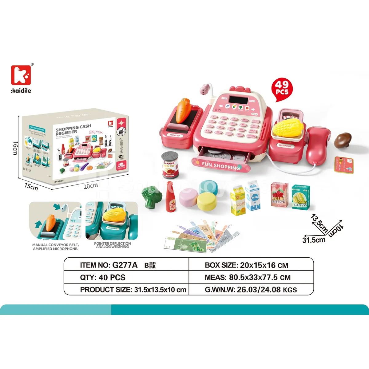 Supermarket Cash Register Play Set 49pcs Supermarket Cash Register Play Set 49pcs