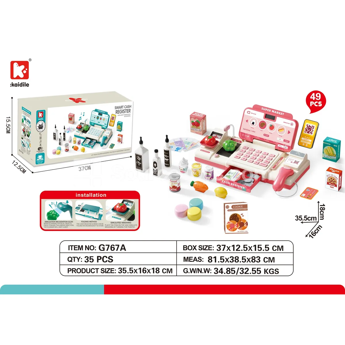 Basic Toy Cash Register 49PCS Basic Toy Cash Register 49PCS