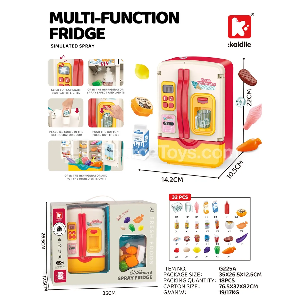 32-Piece Light & Music Refrigerator Toy Set with Spray 32-Piece Light & Music Refrigerator Toy Set with Spray