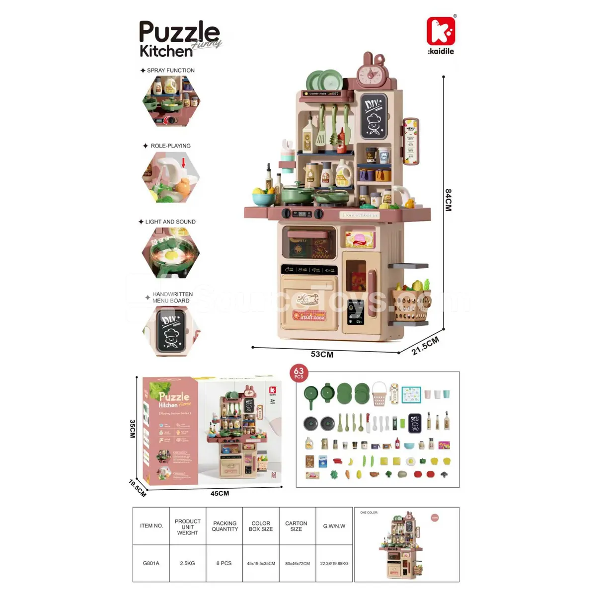 83cm Pretend-Play Kitchen Playset, 63 Pieces 83cm Pretend-Play Kitchen Playset, 63 Pieces