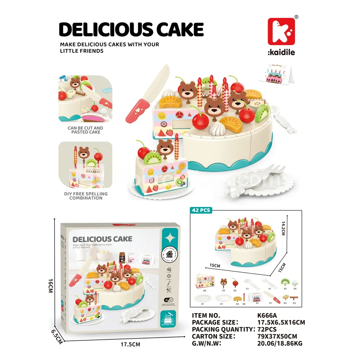 42-Piece Cake Cutting Pretend Play Set