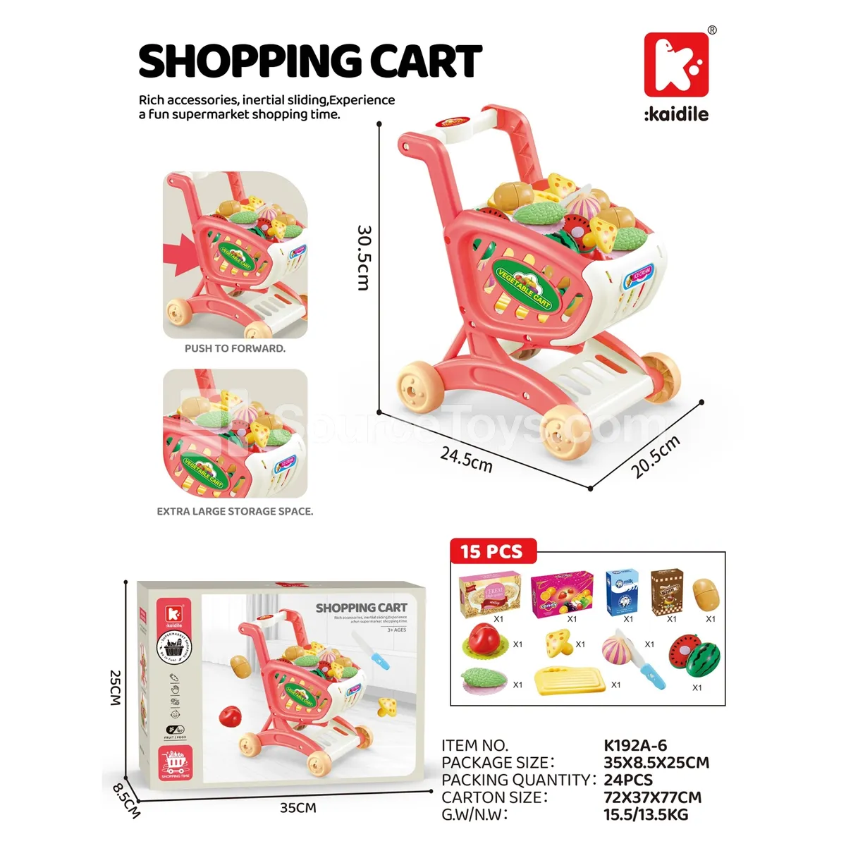 Pretend-Play Shopping Cart with Food Set Pretend-Play Shopping Cart with Food Set