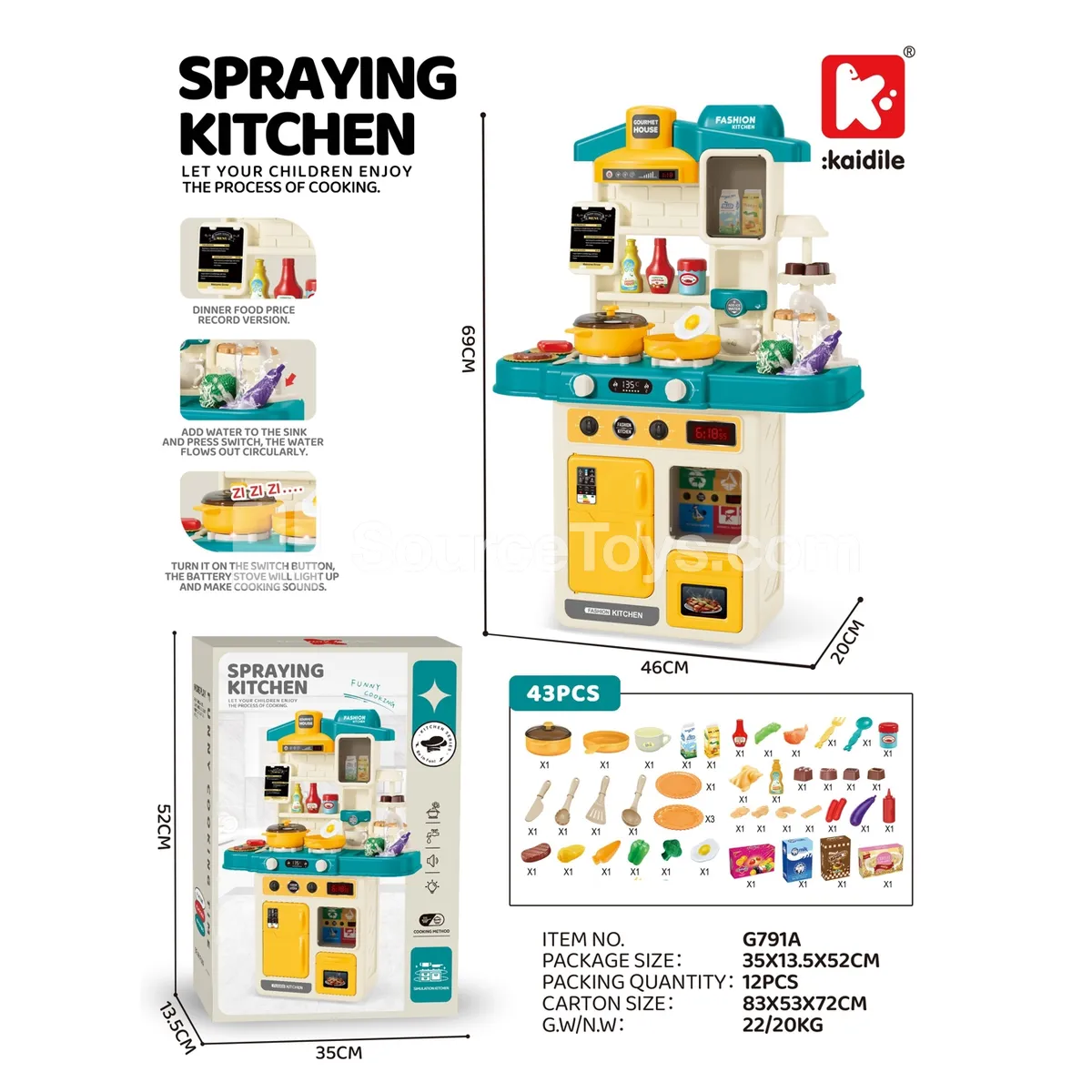 Large Pretend-Play Kitchen Set (42 Pcs / No Spray) Large Pretend-Play Kitchen Set (42 Pcs / No Spray)