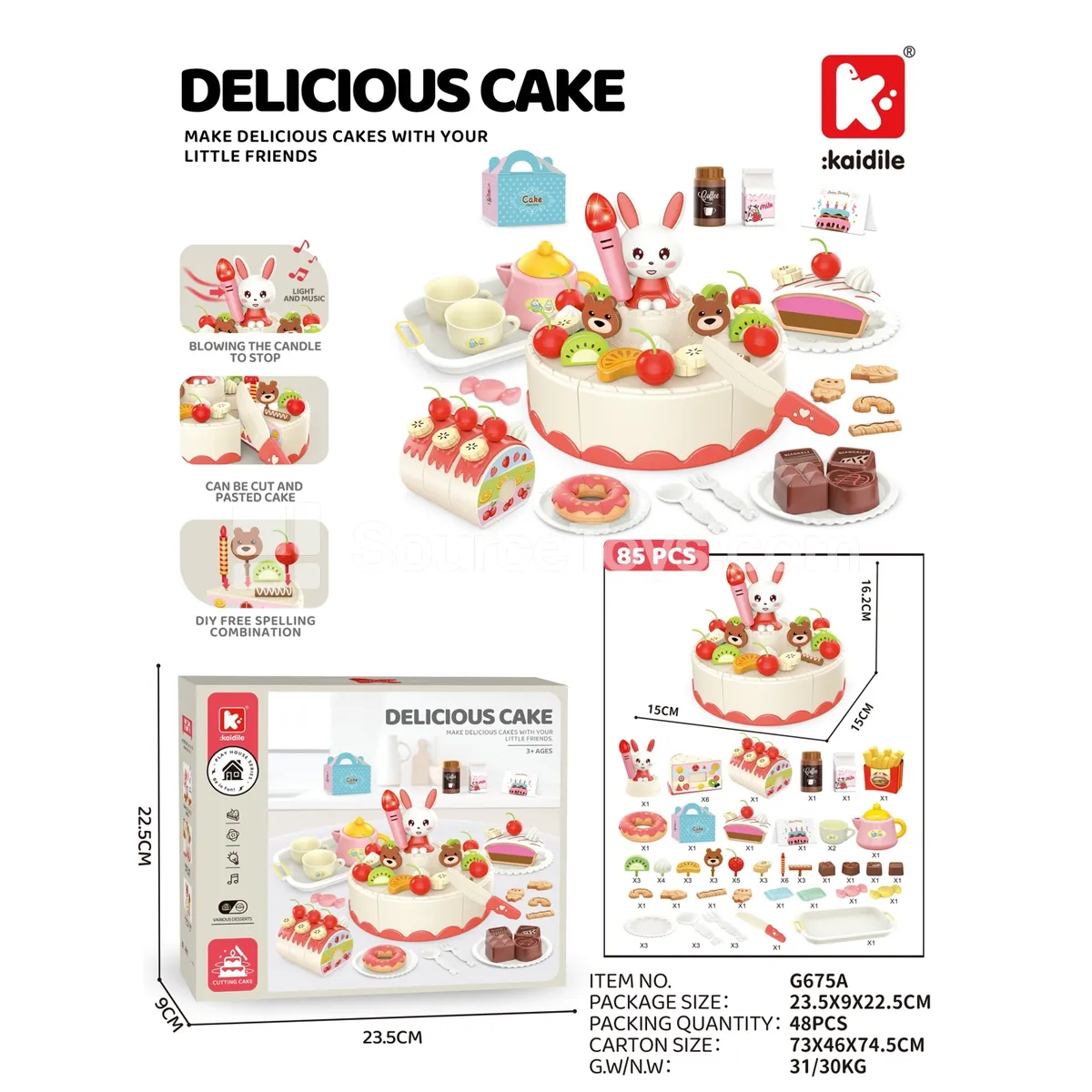 85-Piece Cake Cutting Pretend-Play Set 85-Piece Cake Cutting Pretend-Play Set