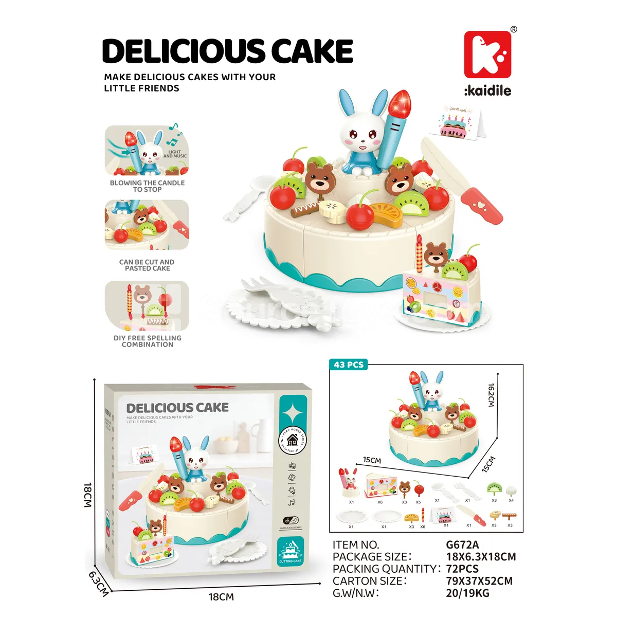 43-Piece Cake Cutting Pretend-Play Set 43-Piece Cake Cutting Pretend-Play Set