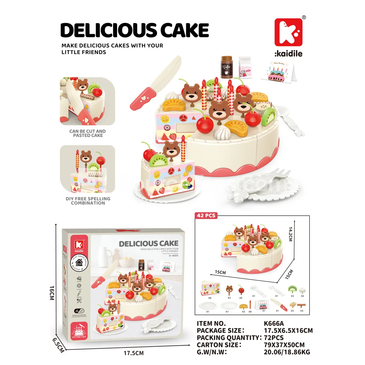 Cake Cutting Playset, 42 Pieces