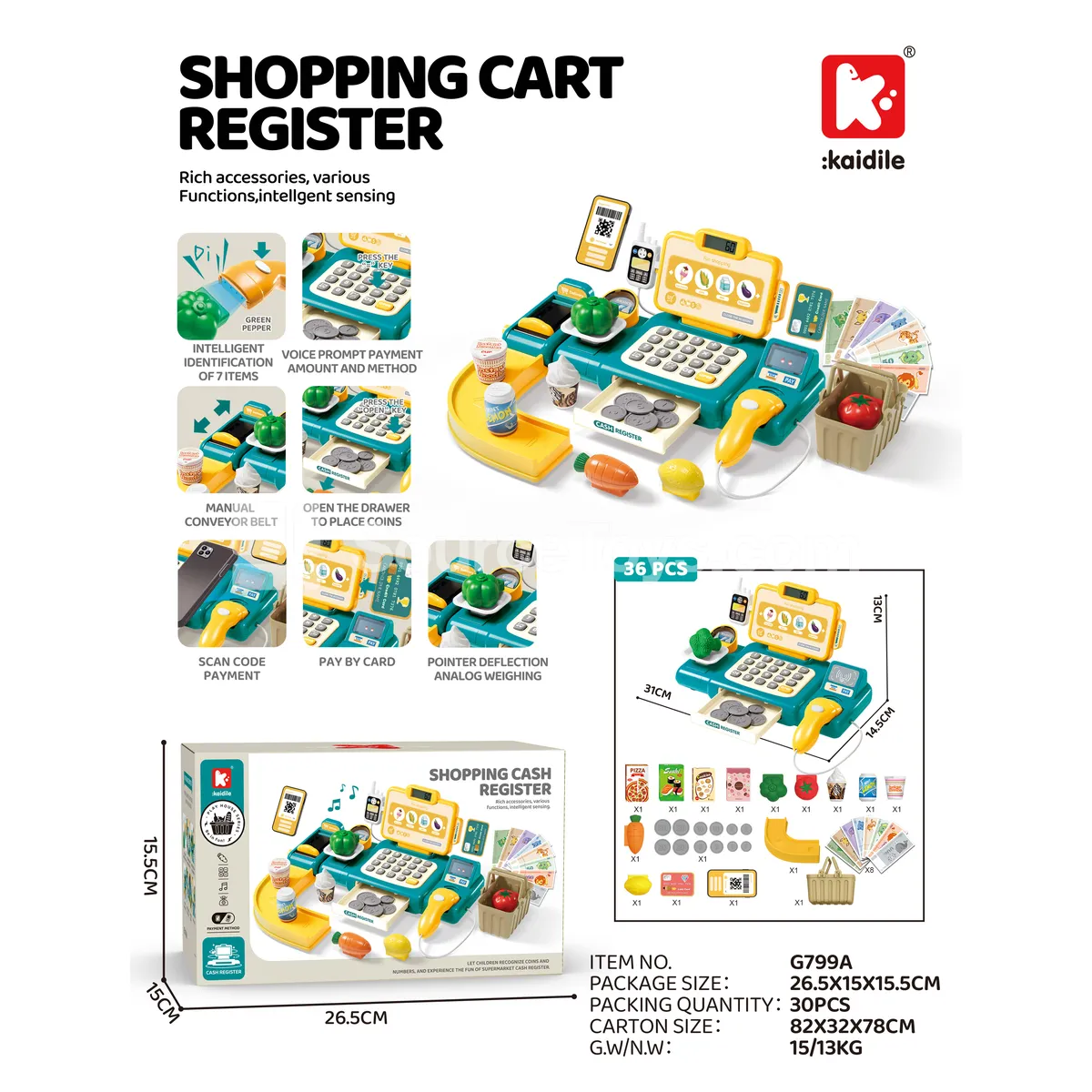 Pretend Play Supermarket Cash Register (Upgraded Version)