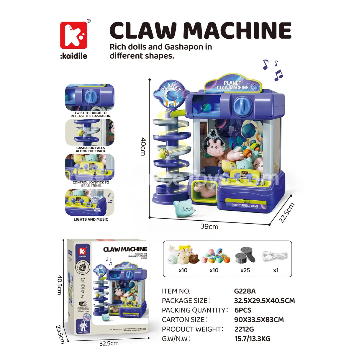 Purple Oversized Dual-Mode Claw Machine